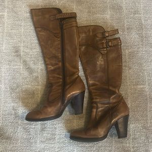 Brown Born leather knee high boots